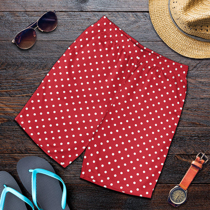 Red And White Christmas Dots Print Men's Shorts
