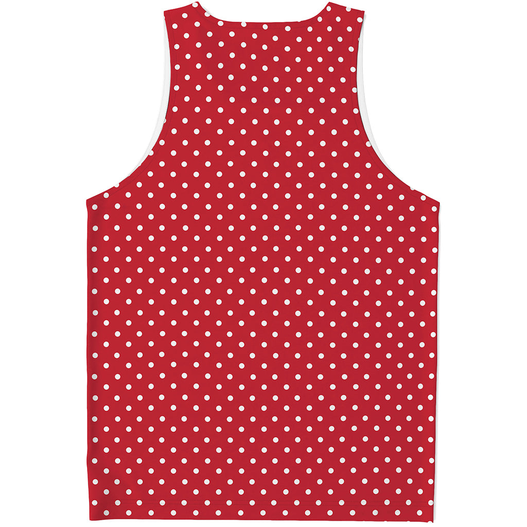 Red And White Christmas Dots Print Men's Tank Top
