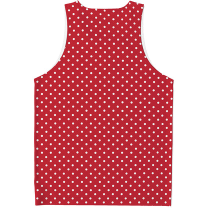 Red And White Christmas Dots Print Men's Tank Top