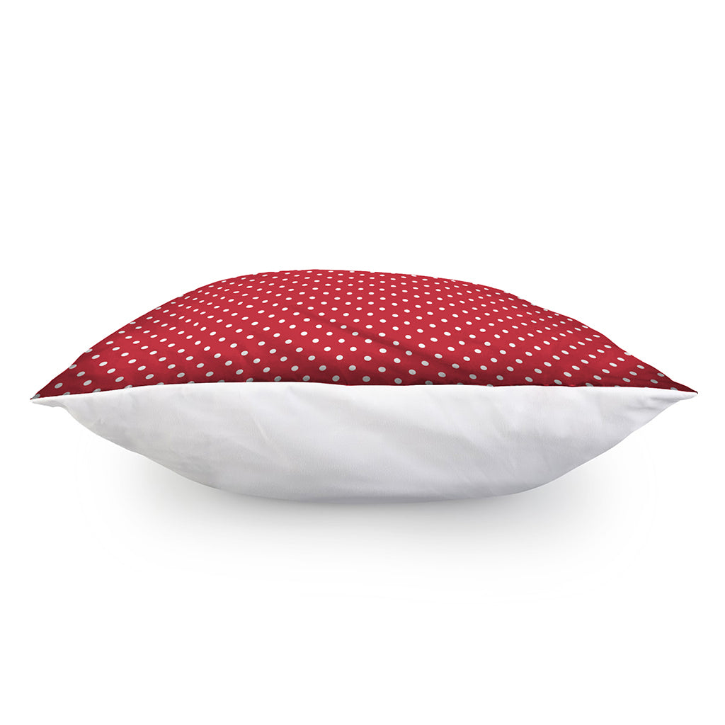 Red And White Christmas Dots Print Pillow Cover