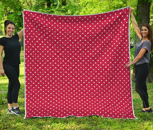 Red And White Christmas Dots Print Quilt
