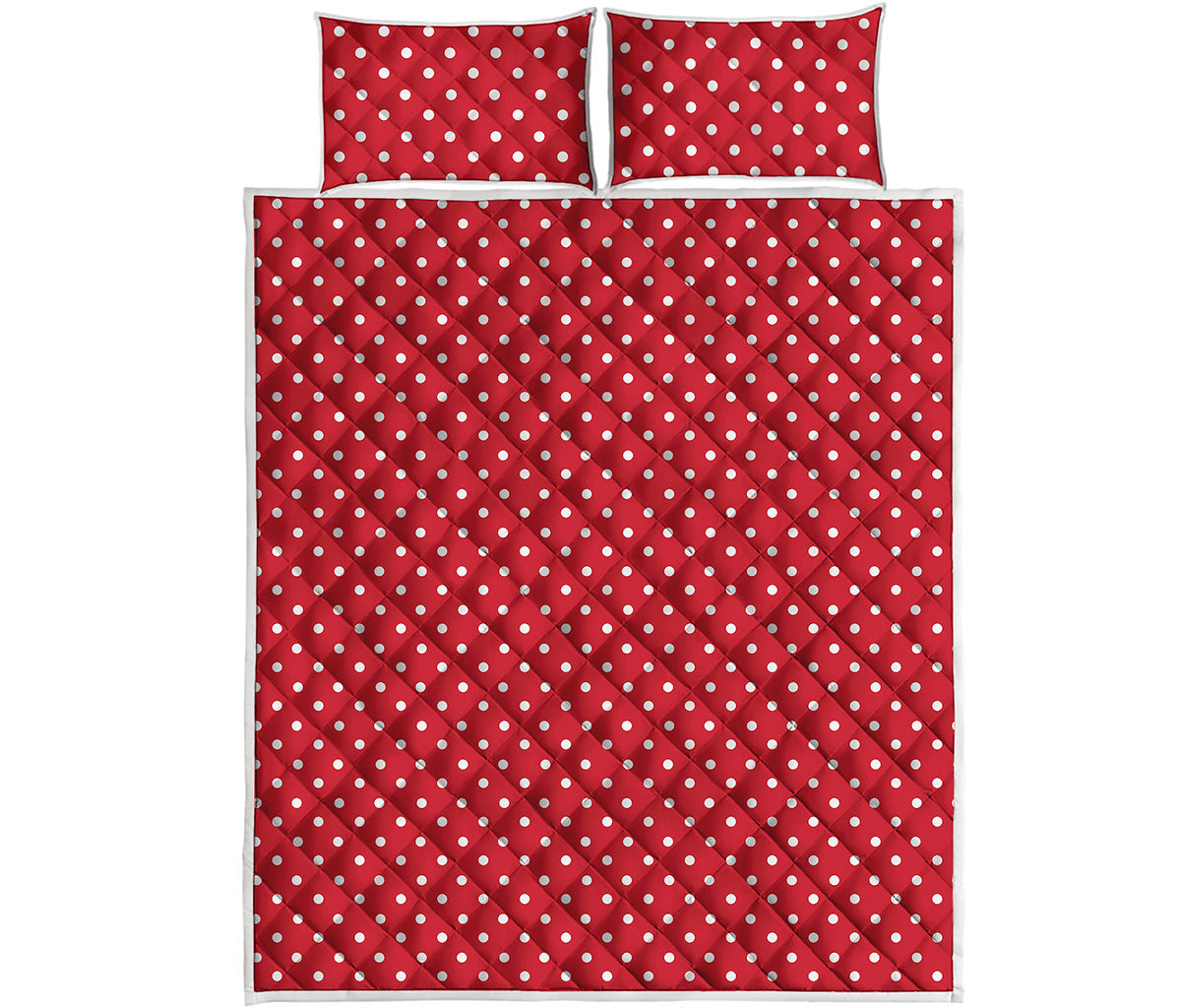 Red And White Christmas Dots Print Quilt Bed Set