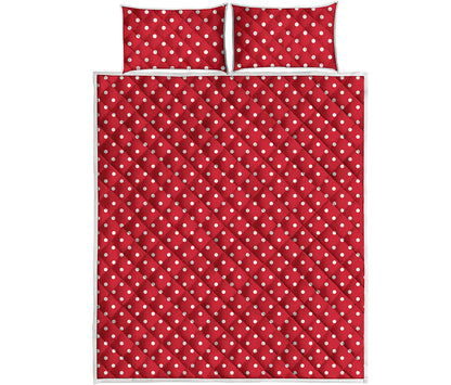 Red And White Christmas Dots Print Quilt Bed Set