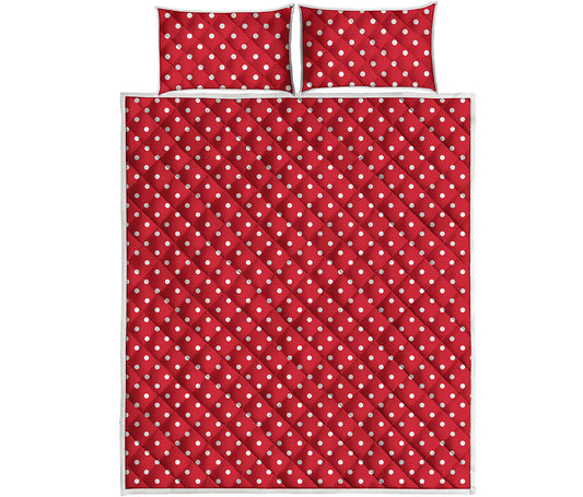 Red And White Christmas Dots Print Quilt Bed Set