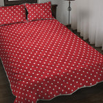 Red And White Christmas Dots Print Quilt Bed Set