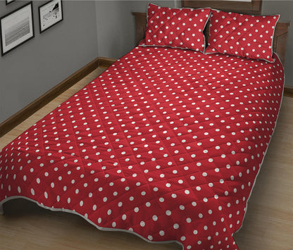 Red And White Christmas Dots Print Quilt Bed Set