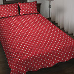 Red And White Christmas Dots Print Quilt Bed Set