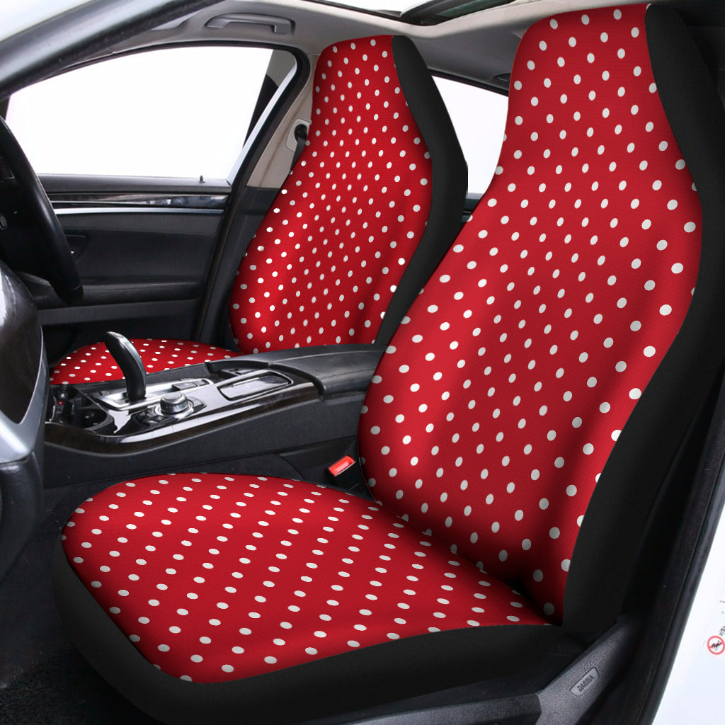 Red And White Christmas Dots Print Universal Fit Car Seat Covers