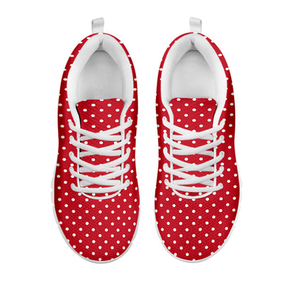 Red And White Christmas Dots Print White Sneakers