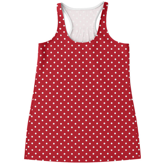 Red And White Christmas Dots Print Women's Racerback Tank Top