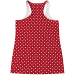 Red And White Christmas Dots Print Women's Racerback Tank Top