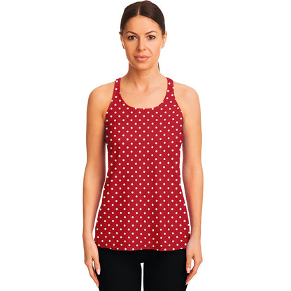 Red And White Christmas Dots Print Women's Racerback Tank Top
