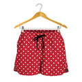 Red And White Christmas Dots Print Women's Shorts