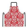 Red And White Damask Pattern Print Apron