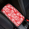 Red And White Damask Pattern Print Car Center Console Cover