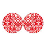 Red And White Damask Pattern Print Car Coasters