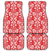 Red And White Damask Pattern Print Front and Back Car Floor Mats