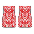 Red And White Damask Pattern Print Front Car Floor Mats