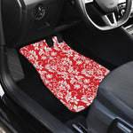 Red And White Damask Pattern Print Front Car Floor Mats