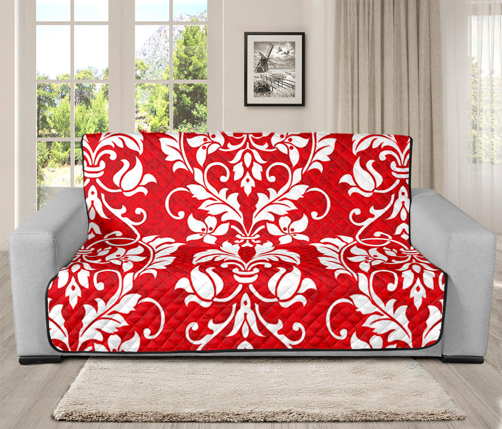 Red And White Damask Pattern Print Futon Protector