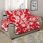 Red And White Damask Pattern Print Half Sofa Protector