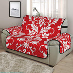 Red And White Damask Pattern Print Half Sofa Protector