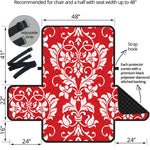 Red And White Damask Pattern Print Half Sofa Protector