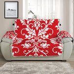 Red And White Damask Pattern Print Half Sofa Protector