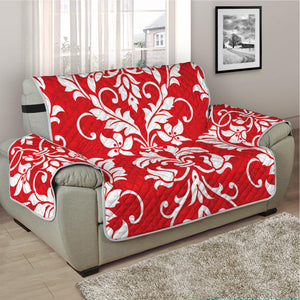 Red And White Damask Pattern Print Half Sofa Protector