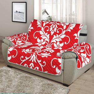 Red And White Damask Pattern Print Half Sofa Protector