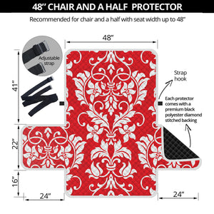 Red And White Damask Pattern Print Half Sofa Protector