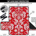 Red And White Damask Pattern Print Loveseat Protector