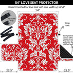 Red And White Damask Pattern Print Loveseat Protector