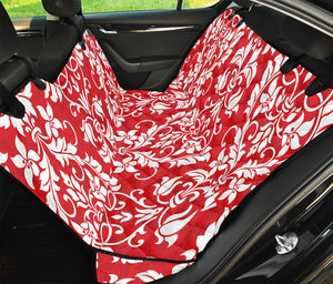 Red And White Damask Pattern Print Pet Car Back Seat Cover