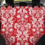 Red And White Damask Pattern Print Pet Car Back Seat Cover