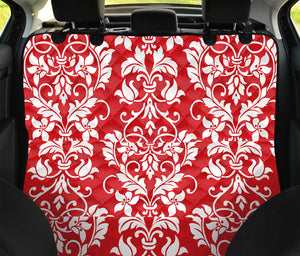 Red And White Damask Pattern Print Pet Car Back Seat Cover