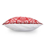Red And White Damask Pattern Print Pillow Cover