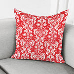 Red And White Damask Pattern Print Pillow Cover