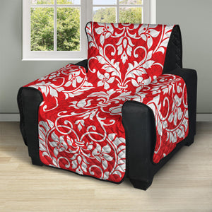 Red And White Damask Pattern Print Recliner Protector