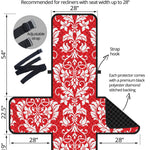 Red And White Damask Pattern Print Recliner Protector