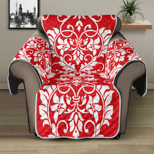 Red And White Damask Pattern Print Recliner Protector