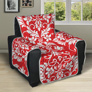 Red And White Damask Pattern Print Recliner Protector