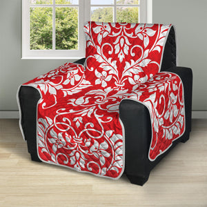 Red And White Damask Pattern Print Recliner Protector