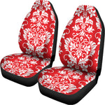 Red And White Damask Pattern Print Universal Fit Car Seat Covers