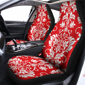 Red And White Damask Pattern Print Universal Fit Car Seat Covers