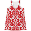 Red And White Damask Pattern Print Women's Racerback Tank Top
