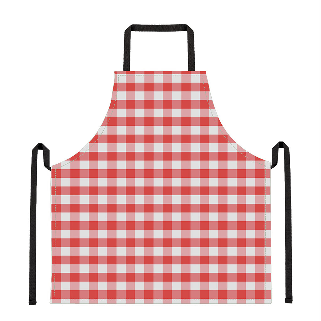 Red And White Gingham Pattern Print Apron