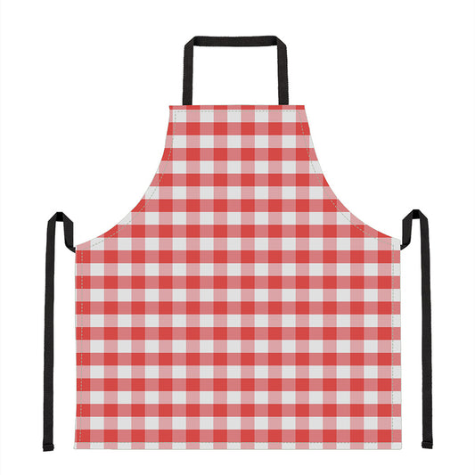 Red And White Gingham Pattern Print Apron