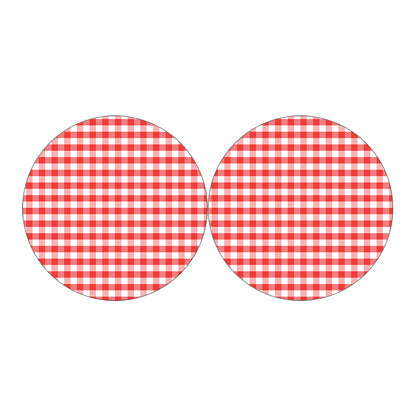 Red And White Gingham Pattern Print Car Coasters