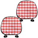Red And White Gingham Pattern Print Car Headrest Covers